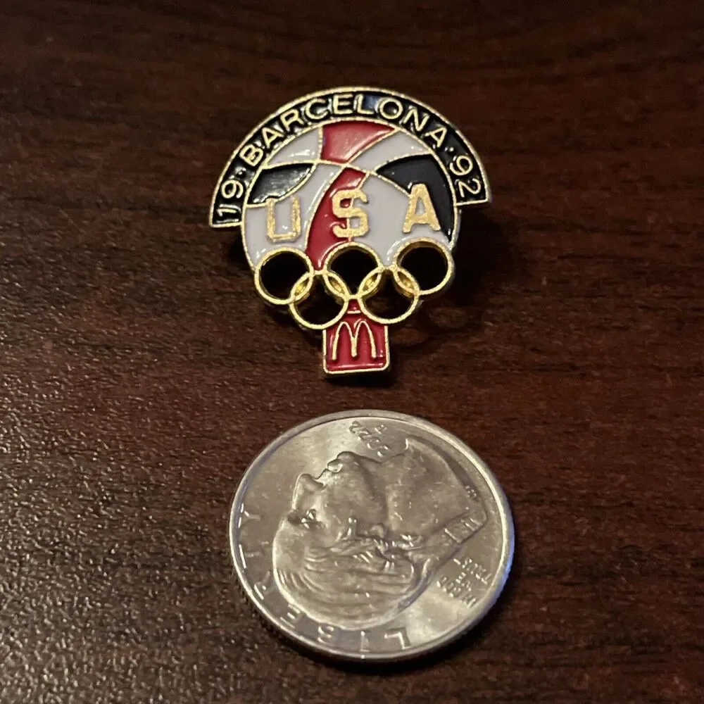 McDonald’s 1992 Barcelona Olympics‎ Team USA Basketball Employee Lapel Hat Pin